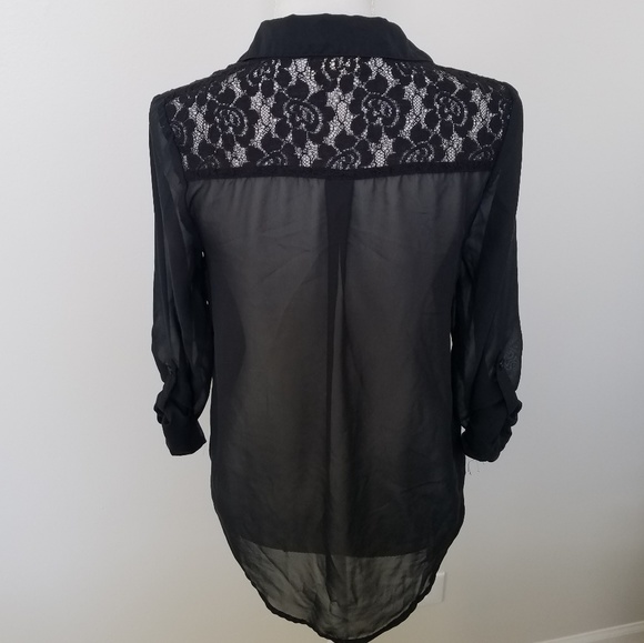 Chiffon button up lace top - Picture 2 of 6